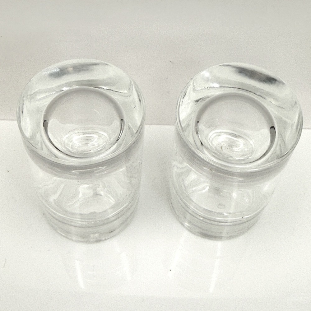 Vintage MCM Heavy Glass Salt Pepper Shakers Screw On Glass Lids Clear - Picture 5 of 9